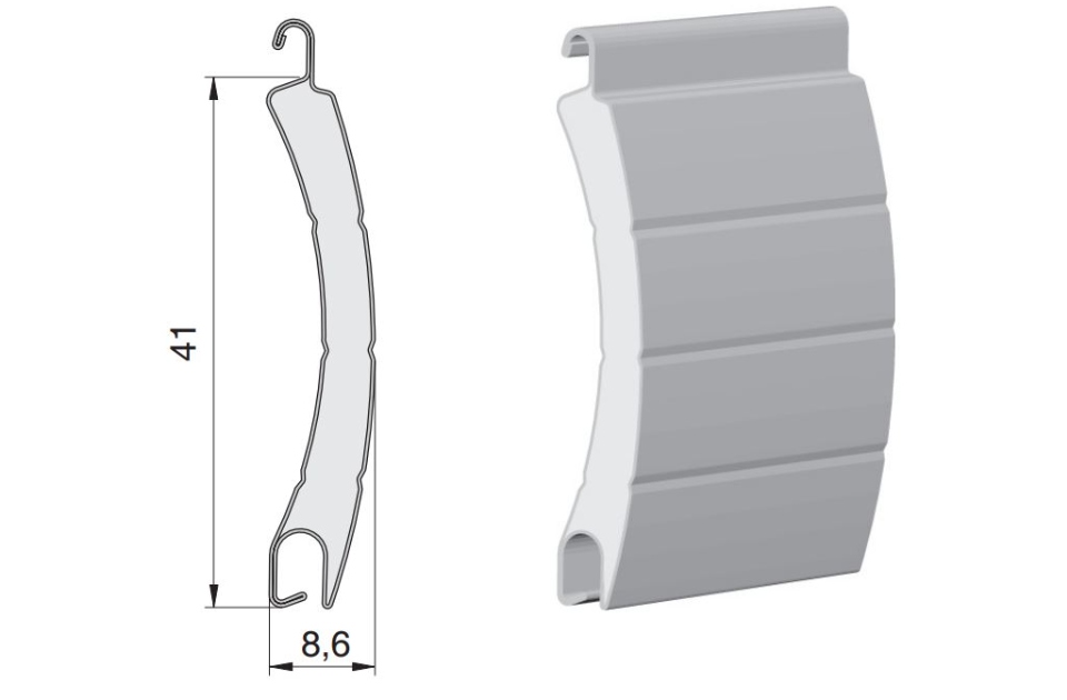 LAMELA TYP RX41R - Venkovní předokenní hliníkové rolety - přiznaná montáž 